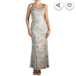 Cache White and Gold Maxi Dress